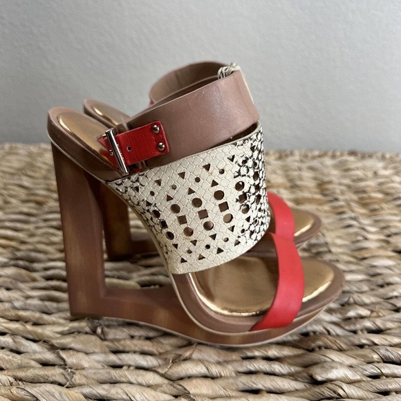 BCBGMAXAZRIA Meteur Snake Red Heel Sandal 7B Coral High Heel - Picture 5 of 13